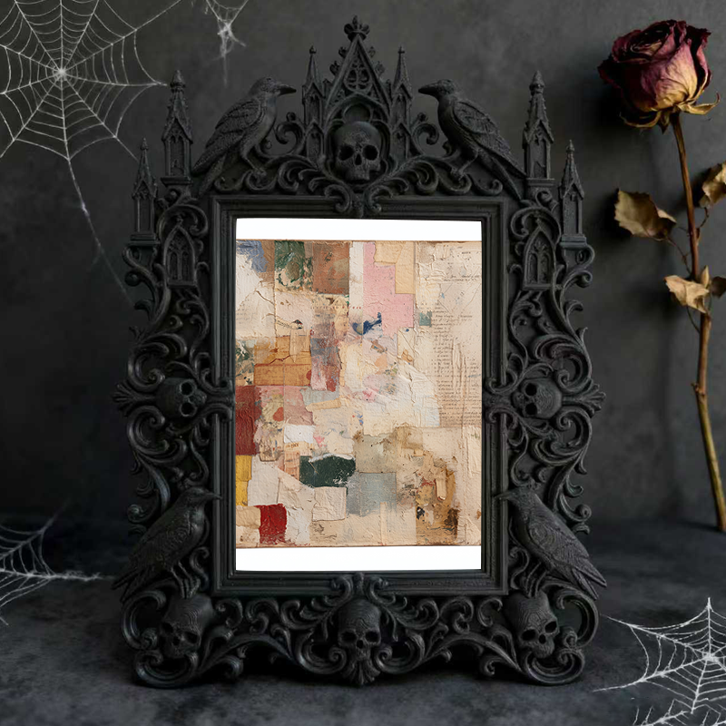 Rapid-sellout Gothic Dark-style Photo Frame | Gothic Pet Portrait Studio Prop, Photo Ornament, Dual-use Display, Retro Plastic Frame