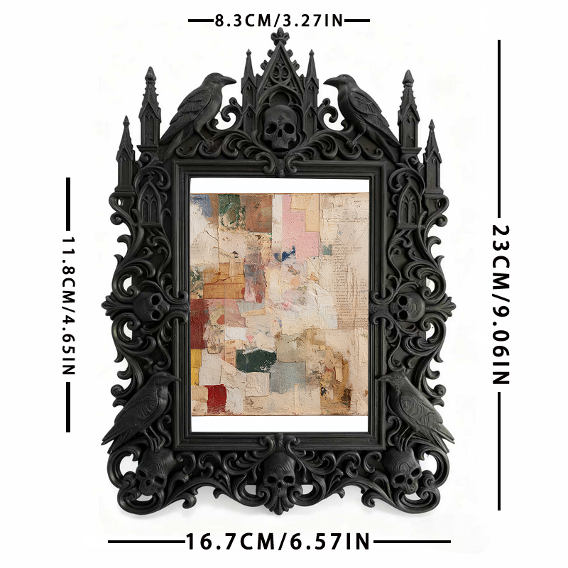 Rapid-sellout Gothic Dark-style Photo Frame | Gothic Pet Portrait Studio Prop, Photo Ornament, Dual-use Display, Retro Plastic Frame