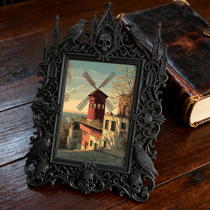 Highly-recommended Gothic Dark-style Photo Frame | Witchy Crystal Jewelry Shop Decor, Photo Ornament, Wall-mountable & Tabletop, Scratch-res
