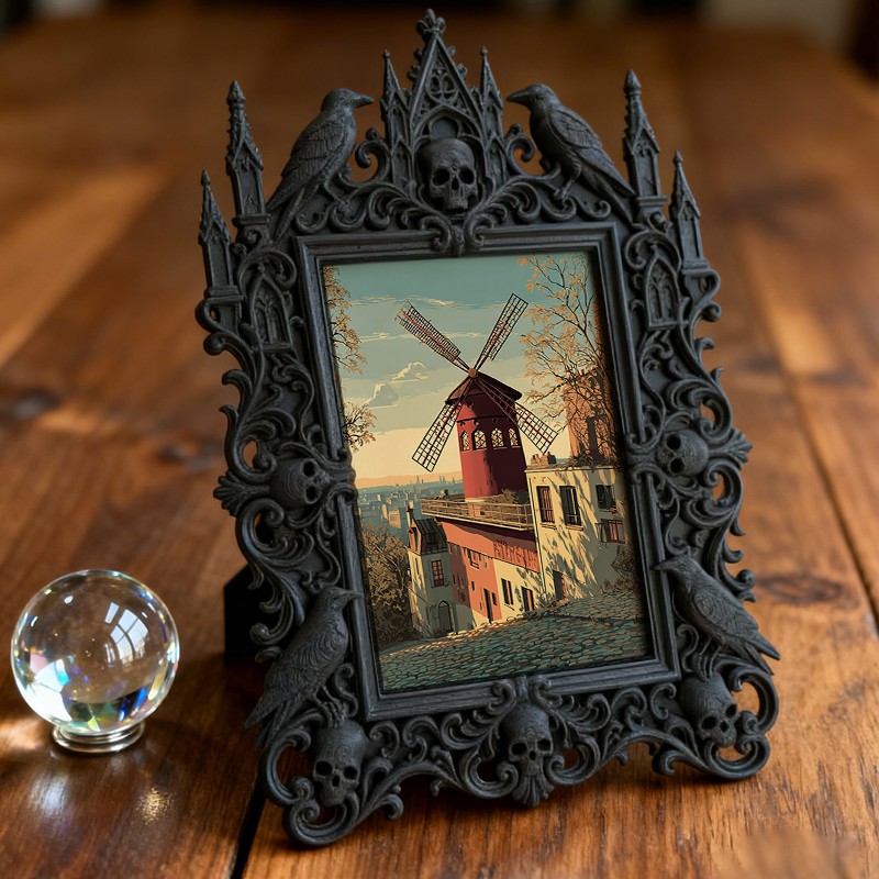 Highly-recommended Gothic Dark-style Photo Frame | Witchy Crystal Jewelry Shop Decor, Photo Ornament, Wall-mountable & Tabletop, Scratch-res