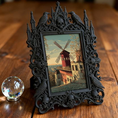 Highly-recommended Gothic Dark-style Photo Frame | Witchy Crystal Jewelry Shop Decor, Photo Ornament, Wall-mountable & Tabletop, Scratch-res