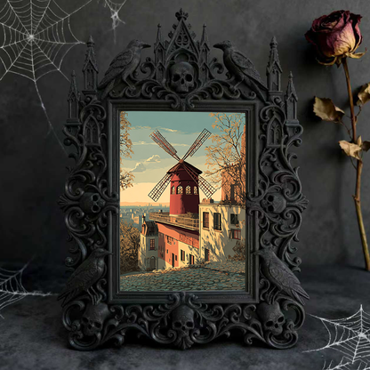 Highly-recommended Gothic Dark-style Photo Frame | Witchy Crystal Jewelry Shop Decor, Photo Ornament, Wall-mountable & Tabletop, Scratch-res