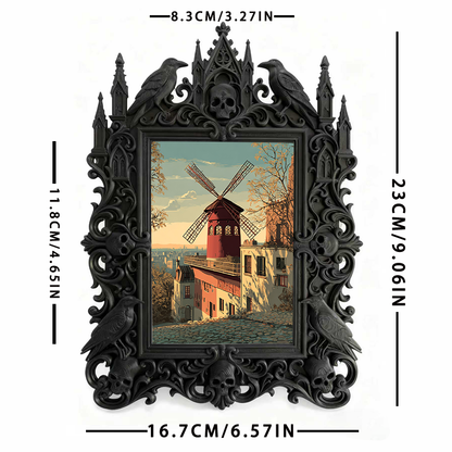 Highly-recommended Gothic Dark-style Photo Frame | Witchy Crystal Jewelry Shop Decor, Photo Ornament, Wall-mountable & Tabletop, Scratch-res