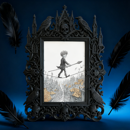 Trend-setting Gothic Dark-style Photo Frame | Punk Rock Themed Birthday Party Decor, Photo Ornament, Wall-mountable & Tabletop, Slim Frame
