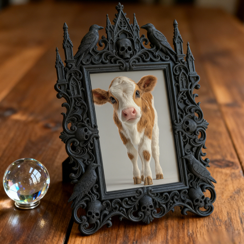 Best-rated Gothic Dark-style Photo Frame | Gothic Wedding Photo Table Decor, Photo Ornament, Dual-use Display, Sturdy Frame