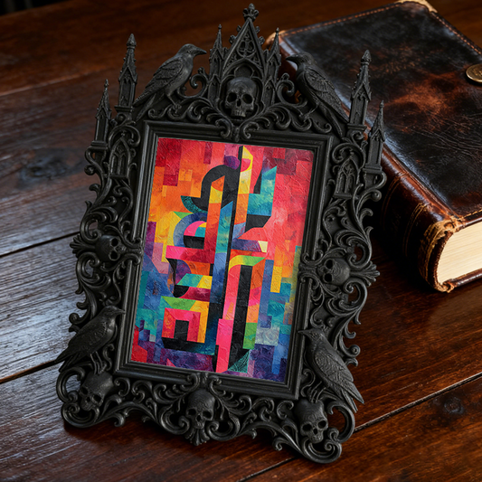 Edgy Gothic Dark-style Photo Frame | Horror Movie Marathon Night Decor, Photo Ornament, Dual-use Display, Minimalist Frame