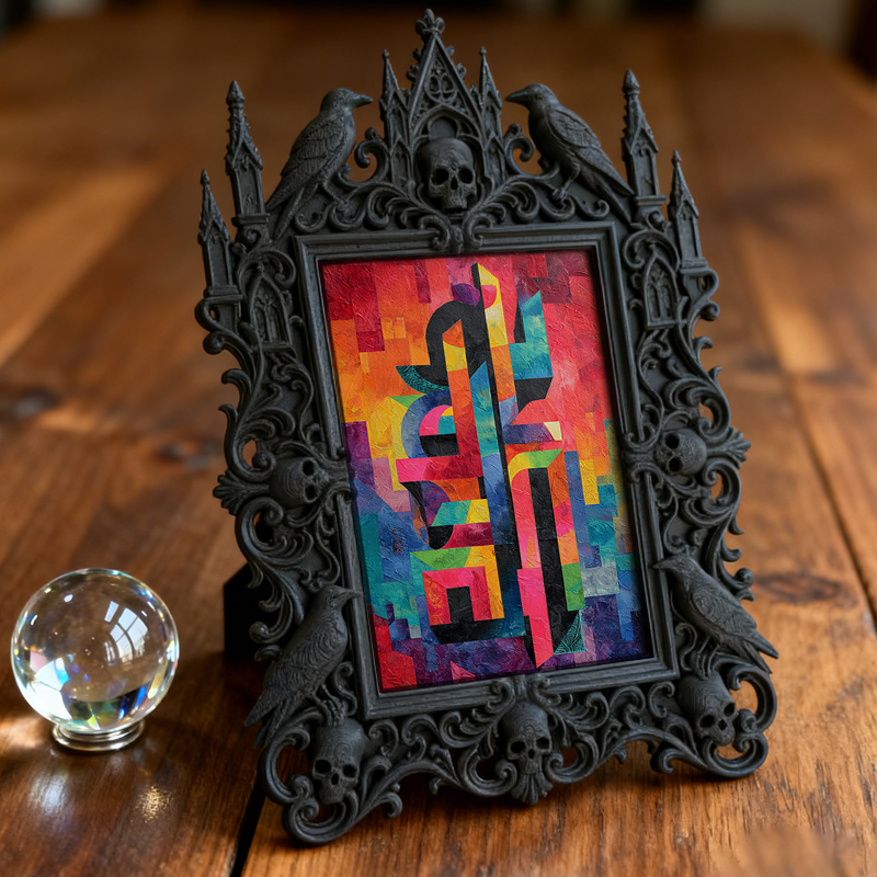 Edgy Gothic Dark-style Photo Frame | Horror Movie Marathon Night Decor, Photo Ornament, Dual-use Display, Minimalist Frame