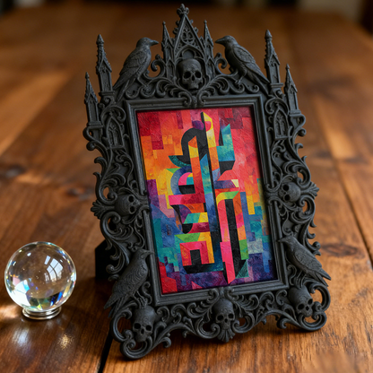 Edgy Gothic Dark-style Photo Frame | Horror Movie Marathon Night Decor, Photo Ornament, Dual-use Display, Minimalist Frame