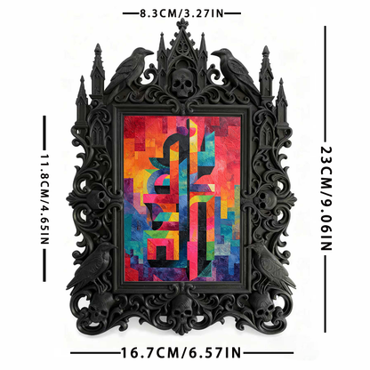 Edgy Gothic Dark-style Photo Frame | Horror Movie Marathon Night Decor, Photo Ornament, Dual-use Display, Minimalist Frame