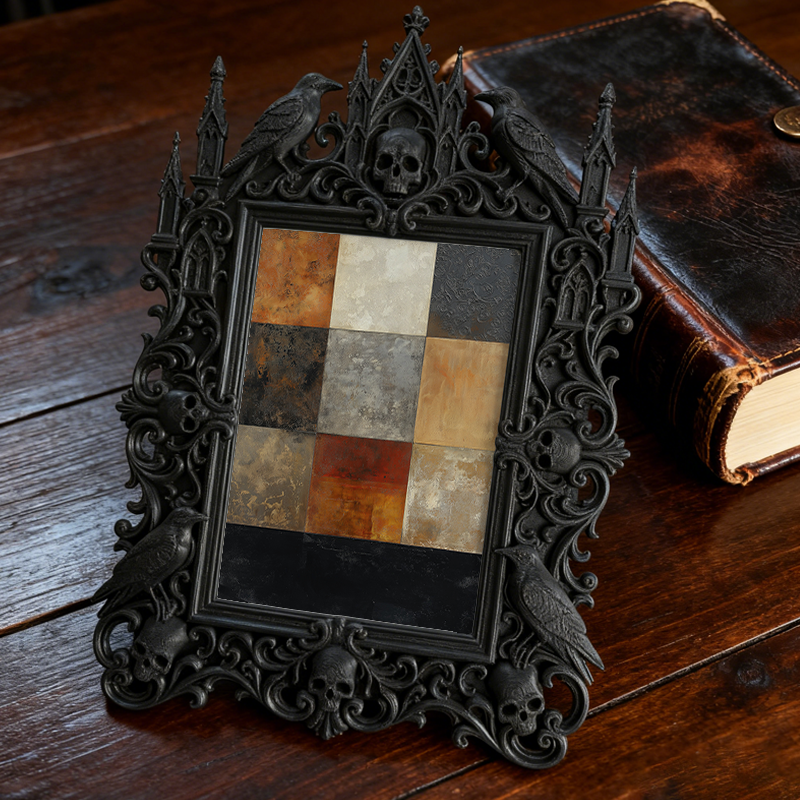 Luxe Gothic Dark-style Photo Frame | Dark Calligraphy Art Class Display, Photo Ornament, Wall-mountable & Tabletop, Practical Frame