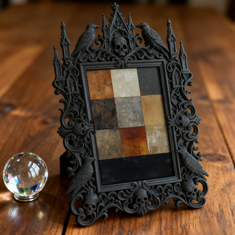 Luxe Gothic Dark-style Photo Frame | Dark Calligraphy Art Class Display, Photo Ornament, Wall-mountable & Tabletop, Practical Frame
