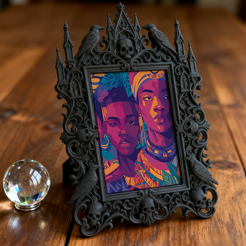 Standout Gothic Dark-style Photo Frame | Witchy Herbal Candle Shop Decor, Photo Ornament, Wall-mountable & Tabletop, Portable Frame
