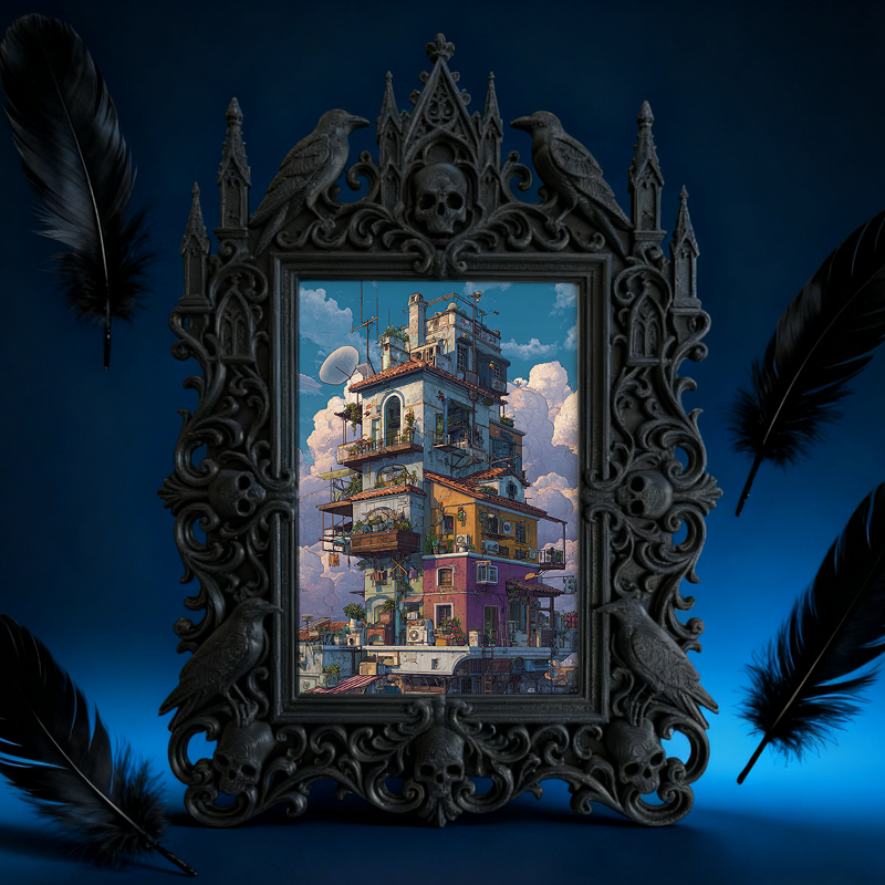 Tough Gothic Dark-style Photo Frame | Gothic Biker Club Lounge Decor, Photo Ornament, Dual-use Display, Wear-resistant Frame