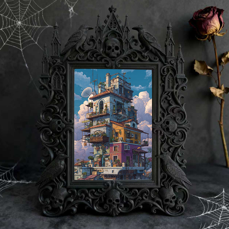 Tough Gothic Dark-style Photo Frame | Gothic Biker Club Lounge Decor, Photo Ornament, Dual-use Display, Wear-resistant Frame