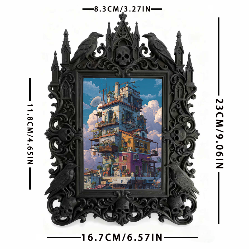Tough Gothic Dark-style Photo Frame | Gothic Biker Club Lounge Decor, Photo Ornament, Dual-use Display, Wear-resistant Frame