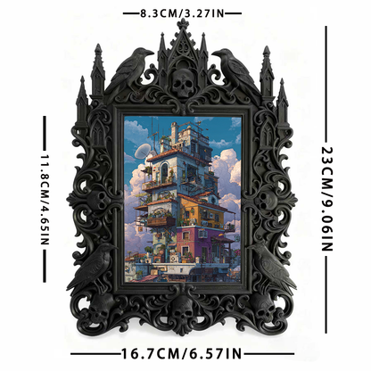 Tough Gothic Dark-style Photo Frame | Gothic Biker Club Lounge Decor, Photo Ornament, Dual-use Display, Wear-resistant Frame