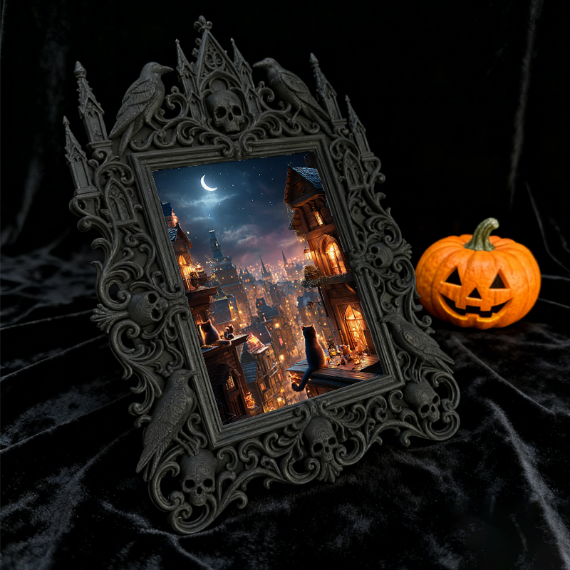 Elegant Gothic Dark-style Photo Frame | Paranormal Themed Caf茅 Wall Decor, Photo Ornament, Wall-mountable & Tabletop, Elegant Frame