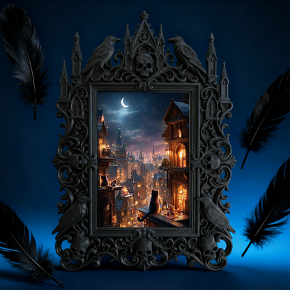 Elegant Gothic Dark-style Photo Frame | Paranormal Themed Caf茅 Wall Decor, Photo Ornament, Wall-mountable & Tabletop, Elegant Frame