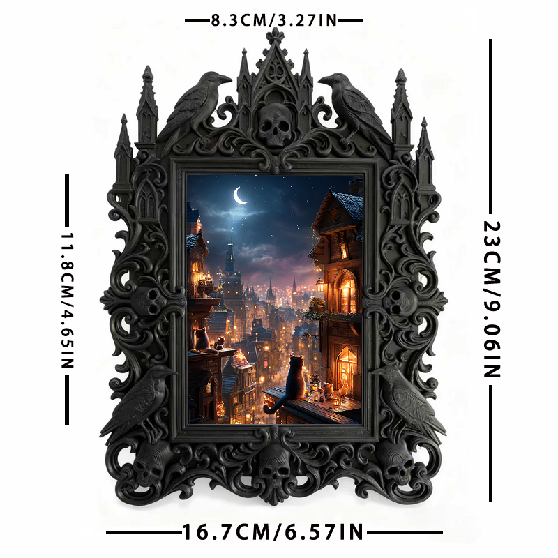 Elegant Gothic Dark-style Photo Frame | Paranormal Themed Caf茅 Wall Decor, Photo Ornament, Wall-mountable & Tabletop, Elegant Frame