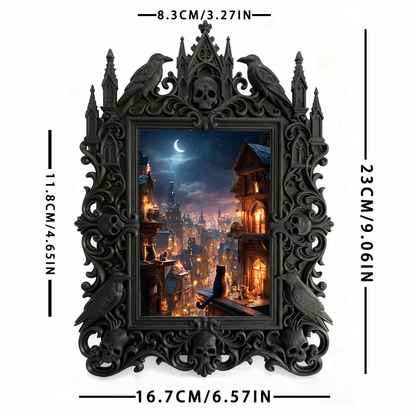 Elegant Gothic Dark-style Photo Frame | Paranormal Themed Caf茅 Wall Decor, Photo Ornament, Wall-mountable & Tabletop, Elegant Frame