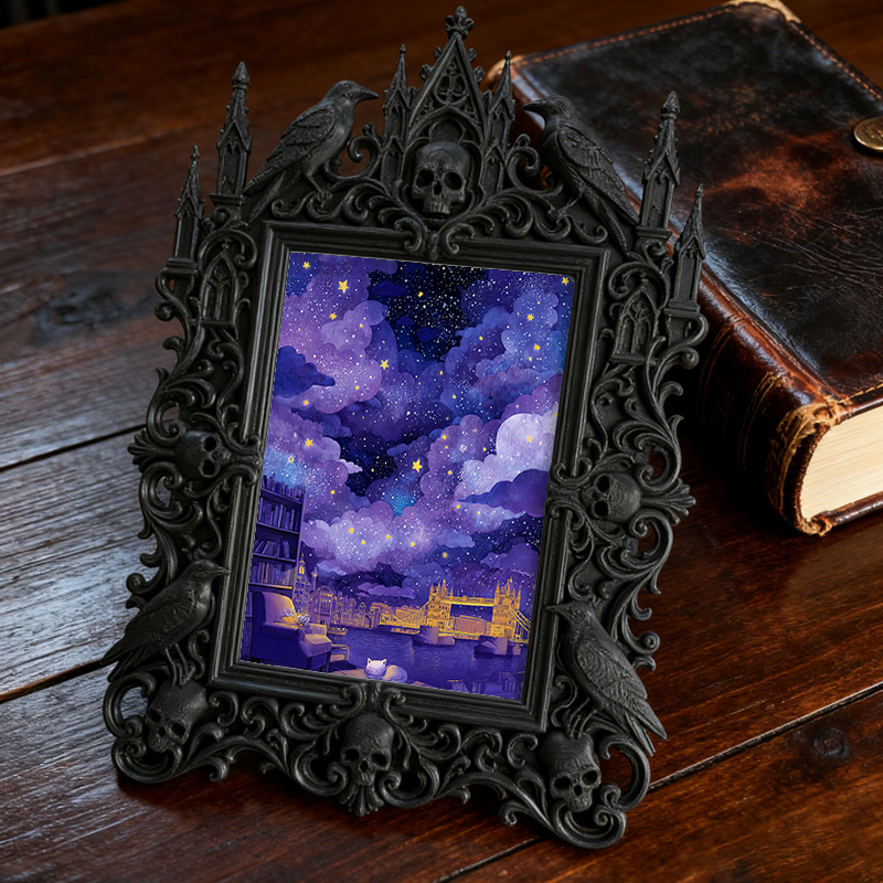 Bold Gothic Dark-style Photo Frame | Dark Fantasy RPG Character Photo Display, Photo Ornament, Wall-mountable & Tabletop, Creative Frame