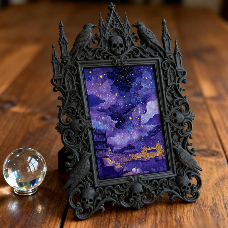 Bold Gothic Dark-style Photo Frame | Dark Fantasy RPG Character Photo Display, Photo Ornament, Wall-mountable & Tabletop, Creative Frame