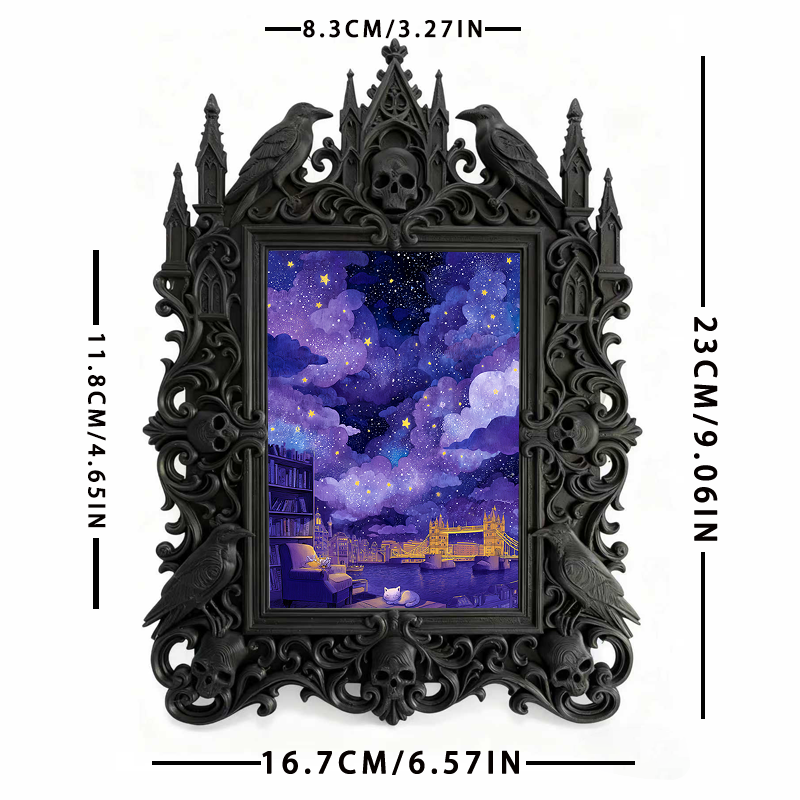 Bold Gothic Dark-style Photo Frame | Dark Fantasy RPG Character Photo Display, Photo Ornament, Wall-mountable & Tabletop, Creative Frame