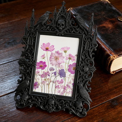 Blockbuster Gothic Dark-style Photo Frame | Ghost-themed Airbnb Living Room Decor, Photo Ornament, Wall-mountable & Tabletop, Plastic Frame