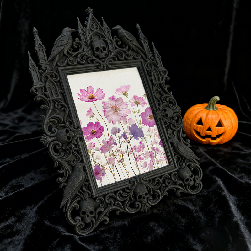 Blockbuster Gothic Dark-style Photo Frame | Ghost-themed Airbnb Living Room Decor, Photo Ornament, Wall-mountable & Tabletop, Plastic Frame