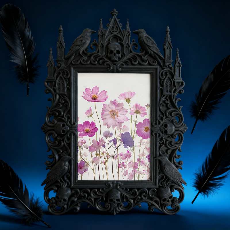 Blockbuster Gothic Dark-style Photo Frame | Ghost-themed Airbnb Living Room Decor, Photo Ornament, Wall-mountable & Tabletop, Plastic Frame