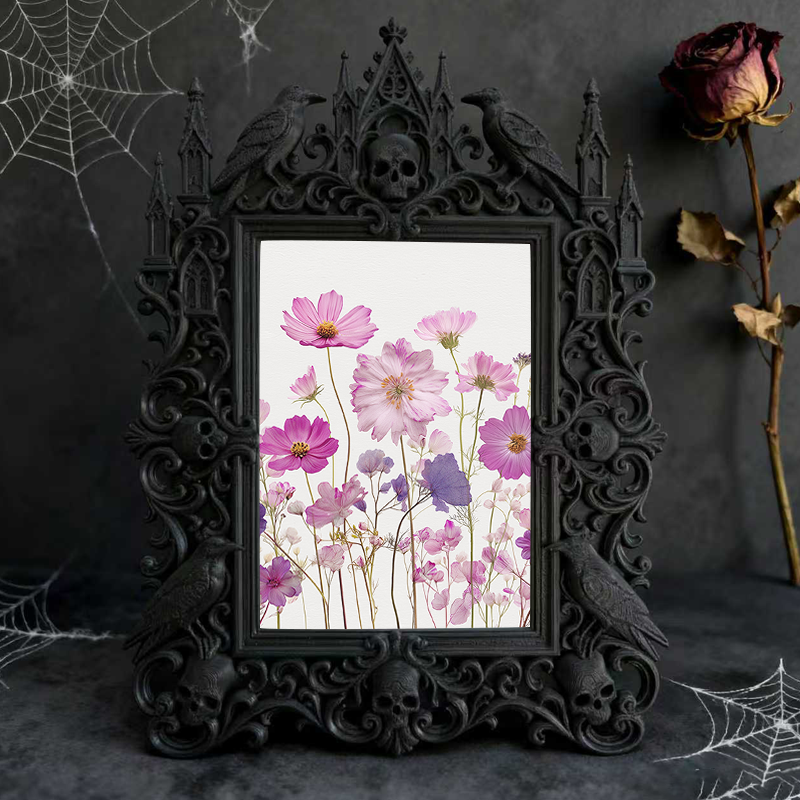 Blockbuster Gothic Dark-style Photo Frame | Ghost-themed Airbnb Living Room Decor, Photo Ornament, Wall-mountable & Tabletop, Plastic Frame