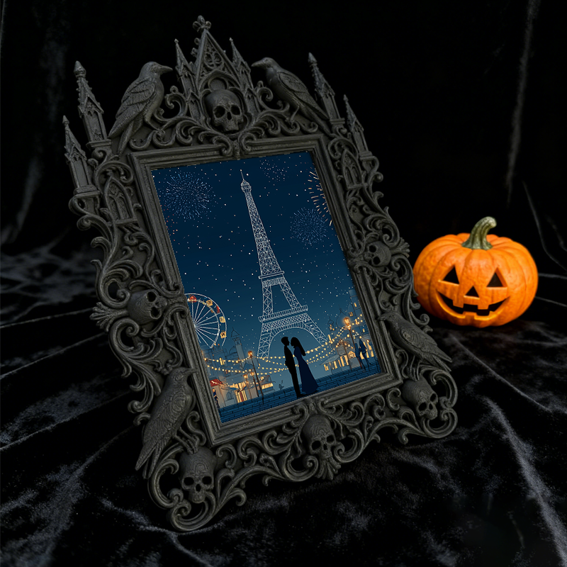 Top-trending Gothic Dark-style Photo Frame | Dark Academia Dorm Study Desk Decor, Photo Ornament, Wall/Table Dual-use, Durable Frame