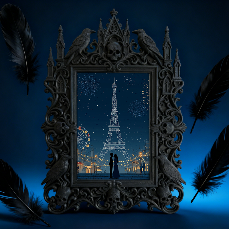 Top-trending Gothic Dark-style Photo Frame | Dark Academia Dorm Study Desk Decor, Photo Ornament, Wall/Table Dual-use, Durable Frame