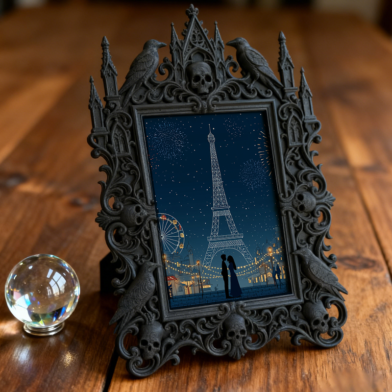Top-trending Gothic Dark-style Photo Frame | Dark Academia Dorm Study Desk Decor, Photo Ornament, Wall/Table Dual-use, Durable Frame
