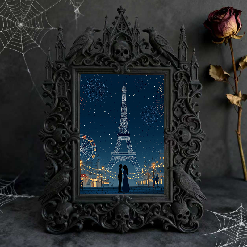 Top-trending Gothic Dark-style Photo Frame | Dark Academia Dorm Study Desk Decor, Photo Ornament, Wall/Table Dual-use, Durable Frame