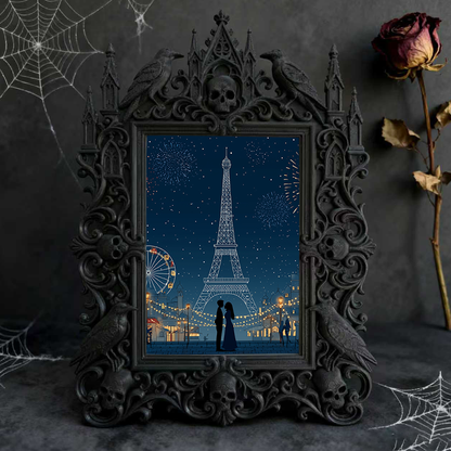 Top-trending Gothic Dark-style Photo Frame | Dark Academia Dorm Study Desk Decor, Photo Ornament, Wall/Table Dual-use, Durable Frame