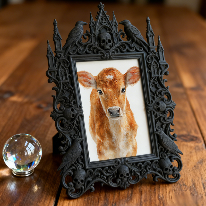Customer-loved Gothic Dark-style Photo Frame | Halloween Haunted House Selfie Spot Decor, Photo Ornament, Wall-mountable & Tabletop, Lightwe