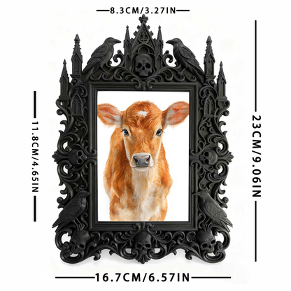 Customer-loved Gothic Dark-style Photo Frame | Halloween Haunted House Selfie Spot Decor, Photo Ornament, Wall-mountable & Tabletop, Lightwe