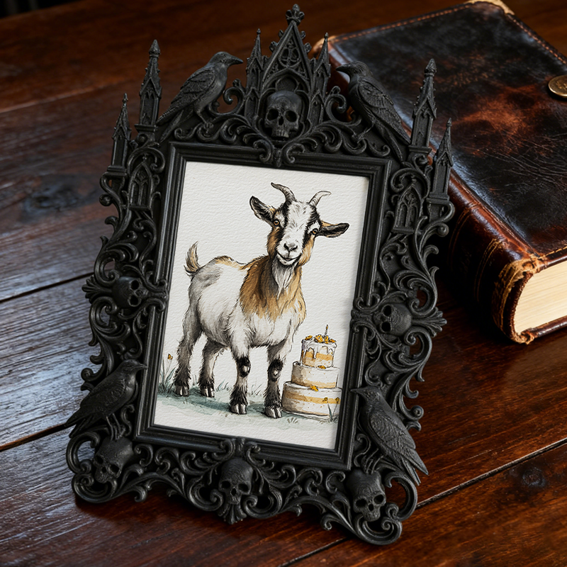 Rapid-sellout Gothic Dark-style Photo Frame | Gothic Cocktail Bar Counter Decor, Photo Ornament, Dual-use Display, Retro Plastic Frame