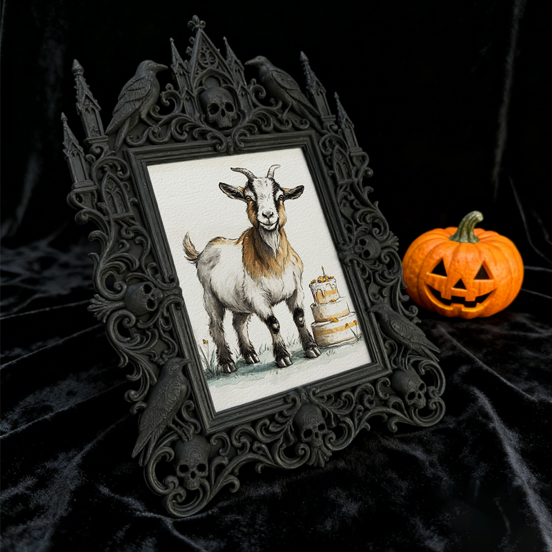 Rapid-sellout Gothic Dark-style Photo Frame | Gothic Cocktail Bar Counter Decor, Photo Ornament, Dual-use Display, Retro Plastic Frame