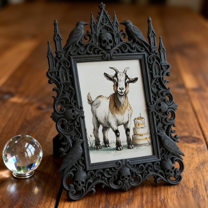 Rapid-sellout Gothic Dark-style Photo Frame | Gothic Cocktail Bar Counter Decor, Photo Ornament, Dual-use Display, Retro Plastic Frame