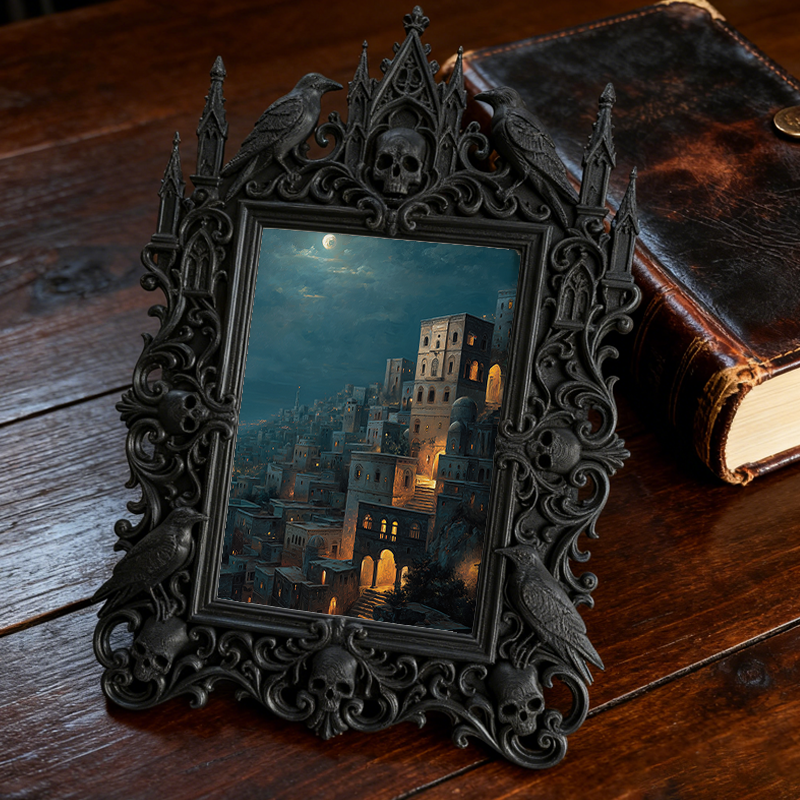 Highly-recommended Gothic Dark-style Photo Frame | Witchy Spell Jar Display Shop Decor, Photo Ornament, Wall-mountable & Tabletop, Scratch-r
