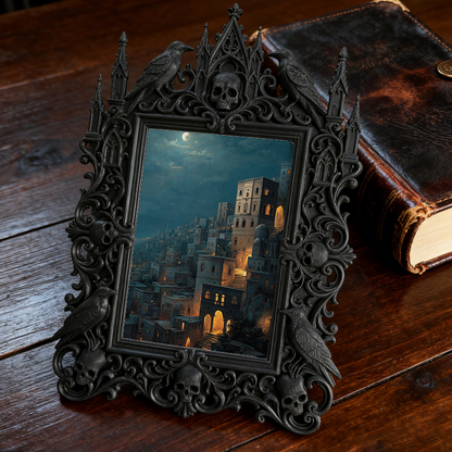 Highly-recommended Gothic Dark-style Photo Frame | Witchy Spell Jar Display Shop Decor, Photo Ornament, Wall-mountable & Tabletop, Scratch-r