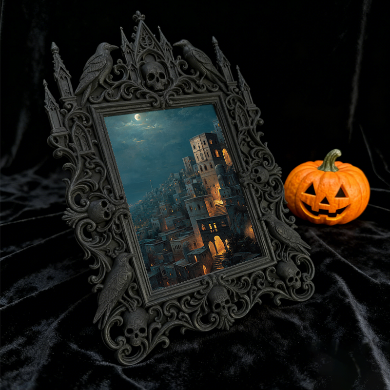 Highly-recommended Gothic Dark-style Photo Frame | Witchy Spell Jar Display Shop Decor, Photo Ornament, Wall-mountable & Tabletop, Scratch-r