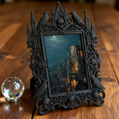 Highly-recommended Gothic Dark-style Photo Frame | Witchy Spell Jar Display Shop Decor, Photo Ornament, Wall-mountable & Tabletop, Scratch-r