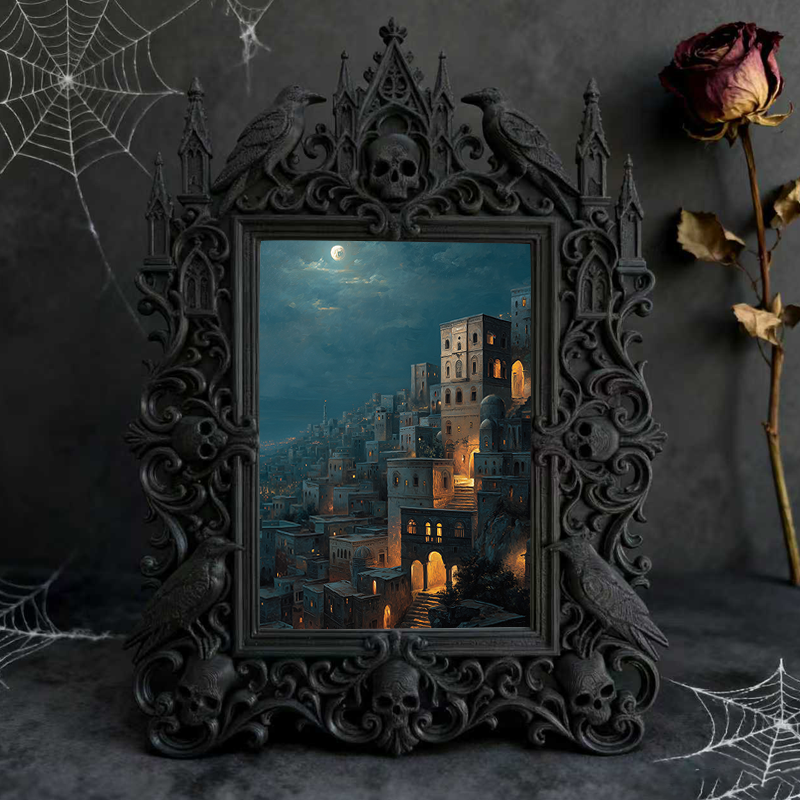 Highly-recommended Gothic Dark-style Photo Frame | Witchy Spell Jar Display Shop Decor, Photo Ornament, Wall-mountable & Tabletop, Scratch-r