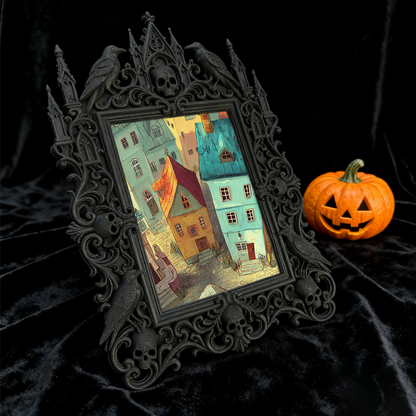 Buzzworthy Gothic Dark-style Photo Frame | Gothic Pet Memorial Wall Decor, Photo Ornament, Wall/Table Dual-use, Eco-friendly Frame
