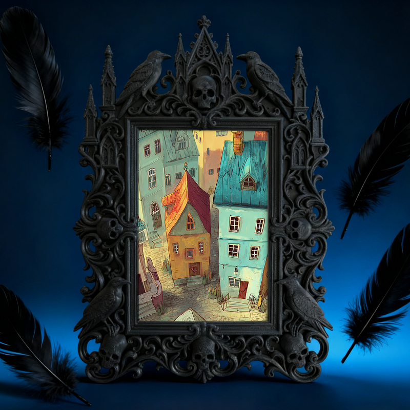 Buzzworthy Gothic Dark-style Photo Frame | Gothic Pet Memorial Wall Decor, Photo Ornament, Wall/Table Dual-use, Eco-friendly Frame
