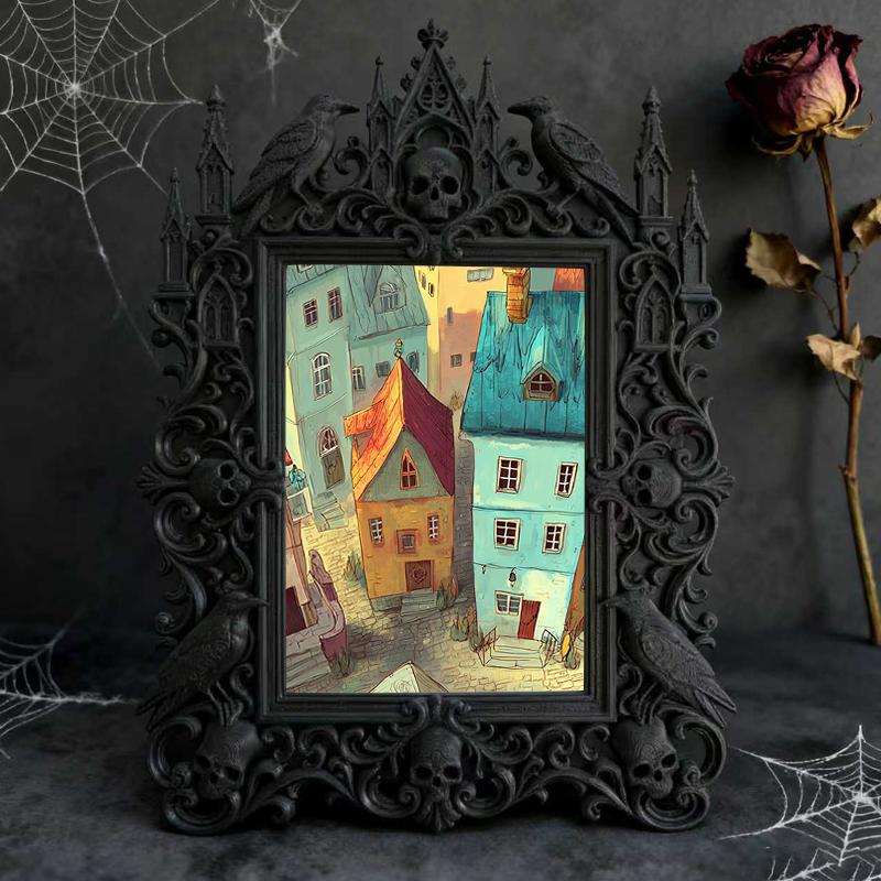 Buzzworthy Gothic Dark-style Photo Frame | Gothic Pet Memorial Wall Decor, Photo Ornament, Wall/Table Dual-use, Eco-friendly Frame