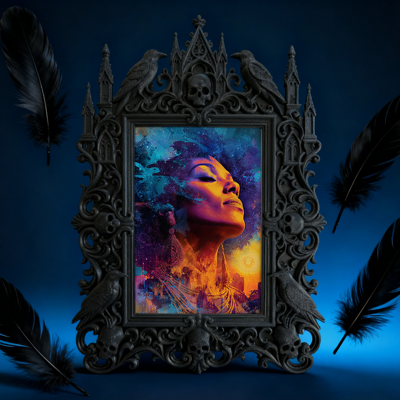 Trend-setting Gothic Dark-style Photo Frame | Dark Art Studio Gift Shop Decor, Photo Ornament, Wall-mountable & Tabletop, Slim Frame